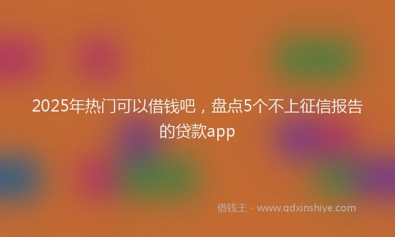 2025年热门可以借钱吧，盘点5个不上征信报告的贷款app