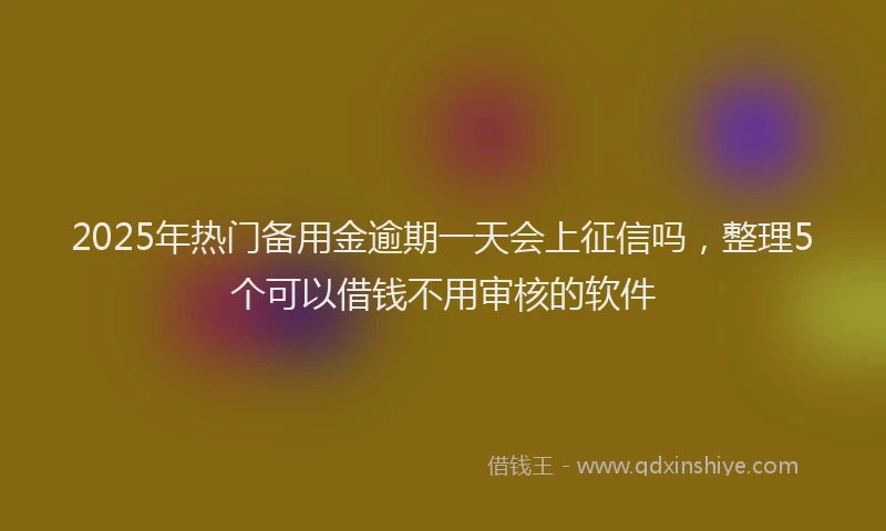 2025年热门备用金逾期一天会上征信吗，整理5个可以借钱不用审核的软件