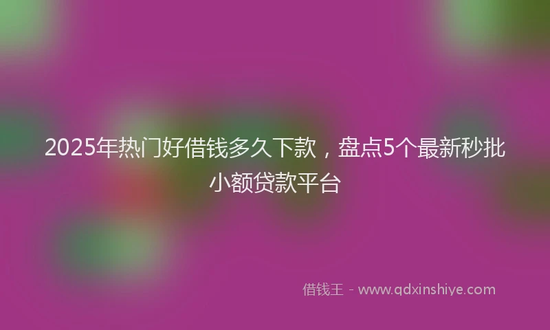 2025年热门好借钱多久下款，盘点5个最新秒批小额贷款平台