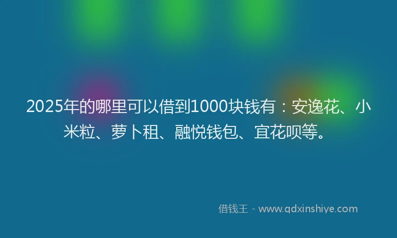 2025年的哪里可以借到1000块钱有：安逸花、小米粒、萝卜租、融悦钱包、宜花呗等。