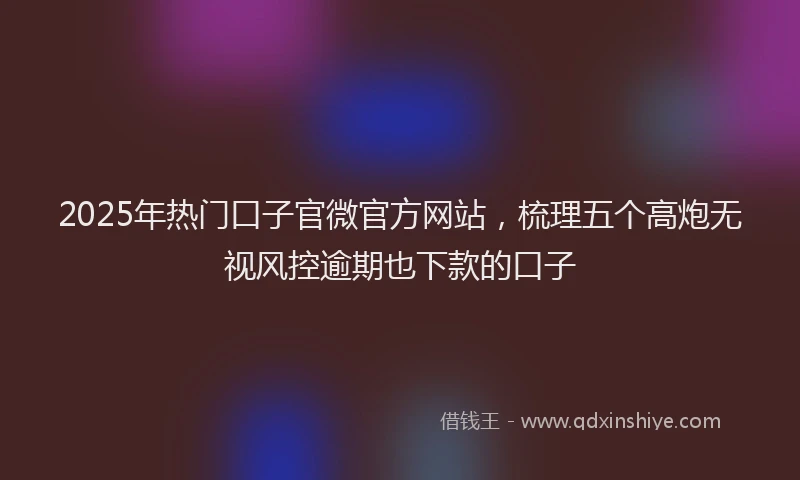 2025年热门口子官微官方网站，梳理五个高炮无视风控逾期也下款的口子