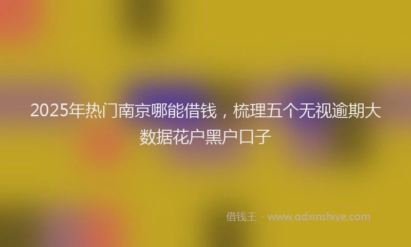 2025年热门南京哪能借钱，梳理五个无视逾期大数据花户黑户口子