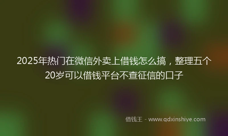 2025年热门在微信外卖上借钱怎么搞，整理五个20岁可以借钱平台不查征信的口子
