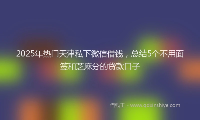 2025年热门天津私下微信借钱，总结5个不用面签和芝麻分的贷款口子