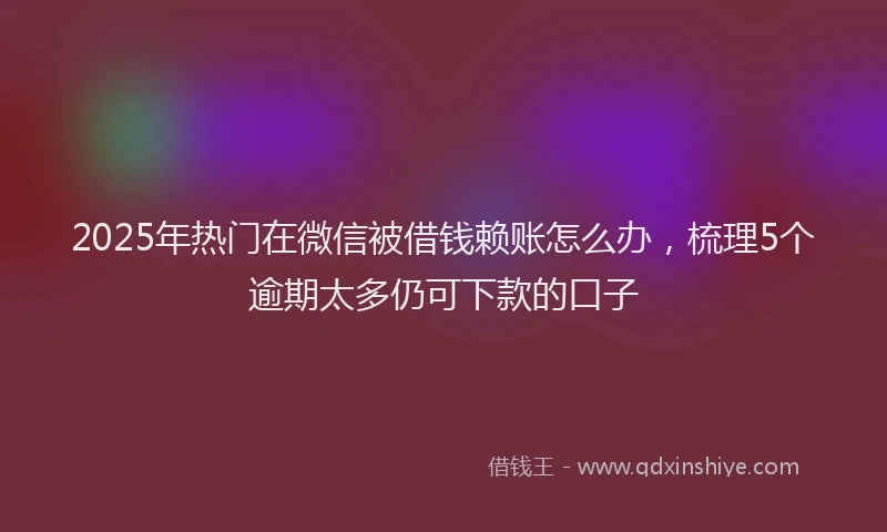 2025年热门在微信被借钱赖账怎么办，梳理5个逾期太多仍可下款的口子