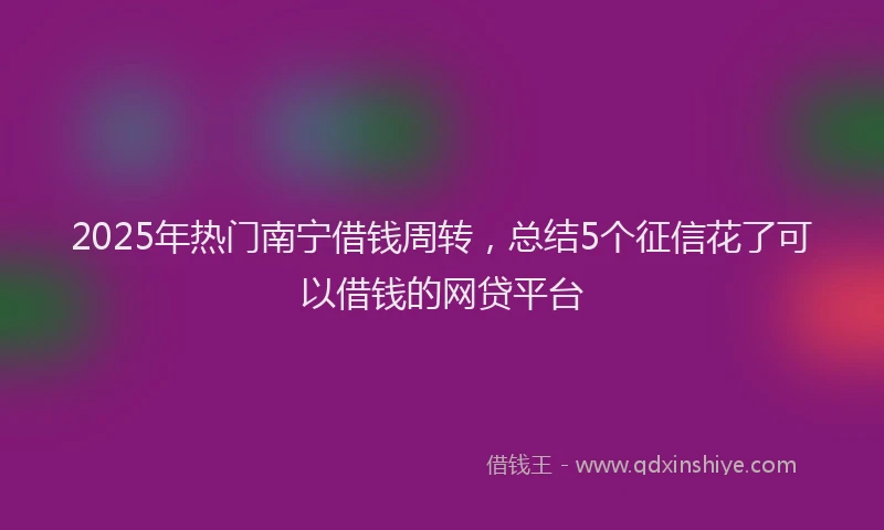 2025年热门南宁借钱周转，总结5个征信花了可以借钱的网贷平台