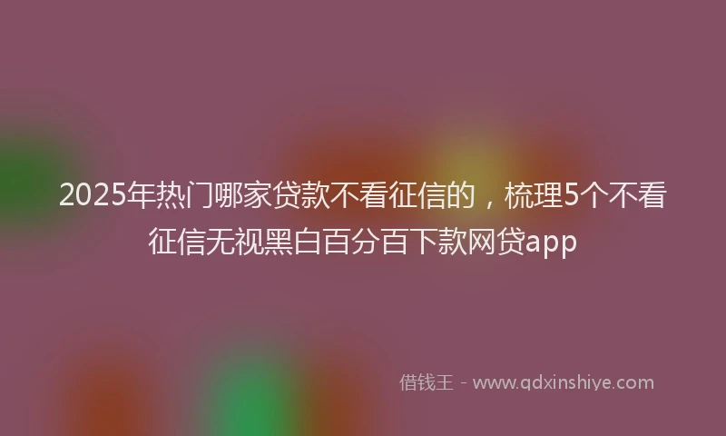 2025年热门哪家贷款不看征信的，梳理5个不看征信无视黑白百分百下款网贷app
