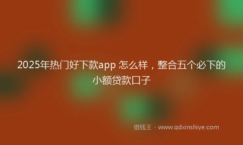 2025年热门好下款app 怎么样，整合五个必下的小额贷款口子