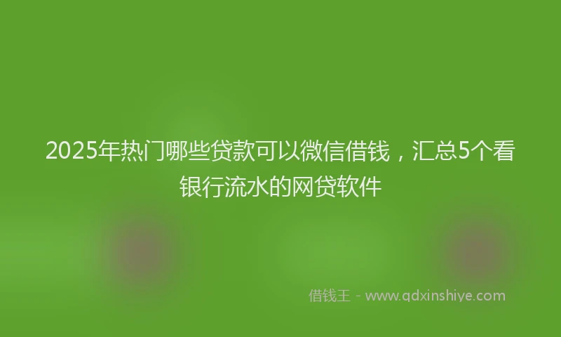 2025年热门哪些贷款可以微信借钱，汇总5个看银行流水的网贷软件