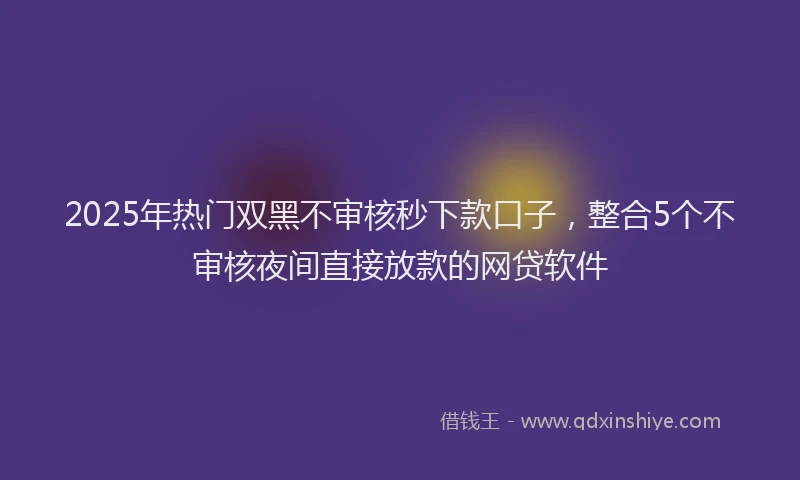 2025年热门双黑不审核秒下款口子，整合5个不审核夜间直接放款的网贷软件