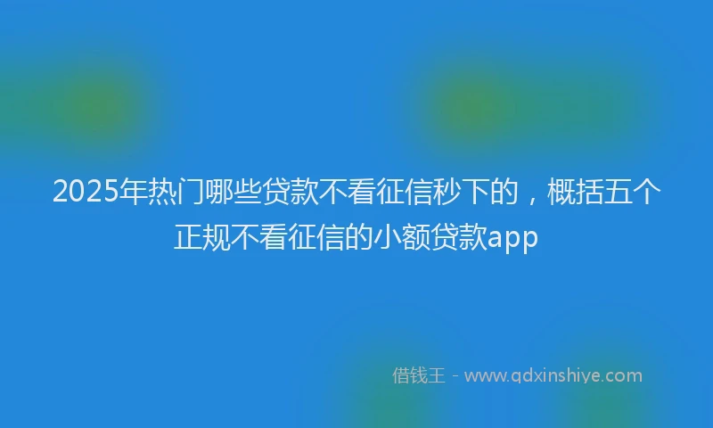 2025年热门哪些贷款不看征信秒下的，概括五个正规不看征信的小额贷款app