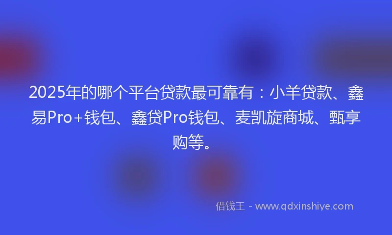 2025年的哪个平台贷款最可靠有：小羊贷款、鑫易Pro+钱包、鑫贷Pro钱包、麦凯旋商城、甄享购等。