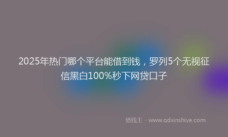 2025年热门哪个平台能借到钱，罗列5个无视征信黑白100%秒下网贷口子