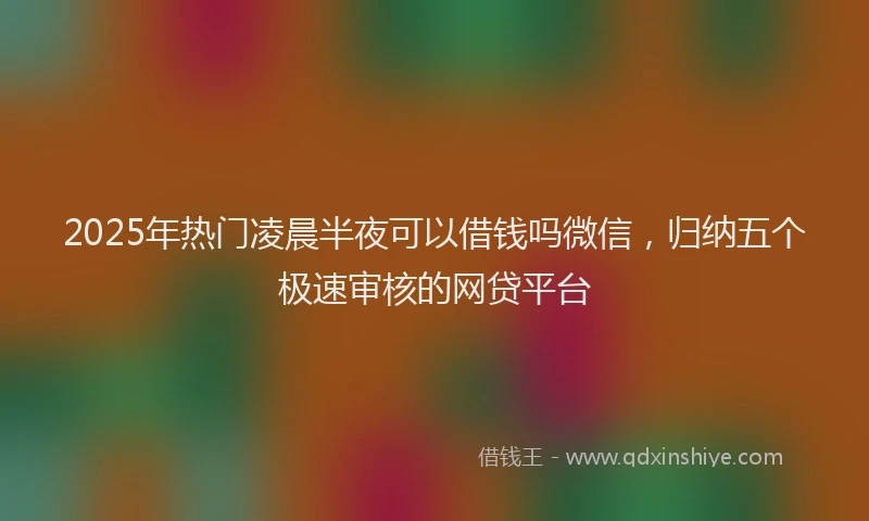 2025年热门凌晨半夜可以借钱吗微信，归纳五个极速审核的网贷平台