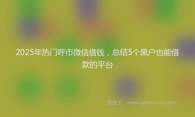 2025年热门呼市微信借钱，总结5个黑户也能借款的平台