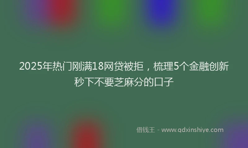 2025年热门刚满18网贷被拒，梳理5个金融创新秒下不要芝麻分的口子