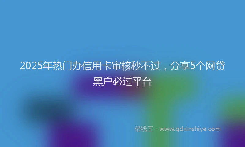 2025年热门办信用卡审核秒不过，分享5个网贷黑户必过平台