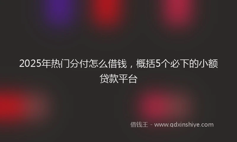 2025年热门分付怎么借钱，概括5个必下的小额贷款平台