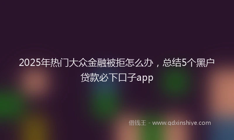 2025年热门大众金融被拒怎么办，总结5个黑户贷款必下口子app