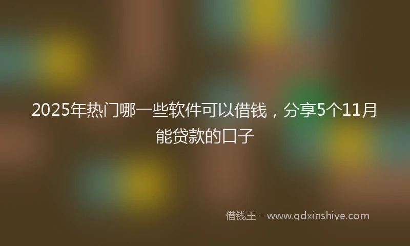 2025年热门哪一些软件可以借钱，分享5个11月能贷款的口子