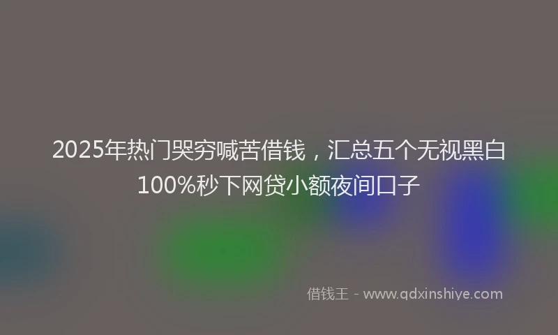 2025年热门哭穷喊苦借钱，汇总五个无视黑白100%秒下网贷小额夜间口子