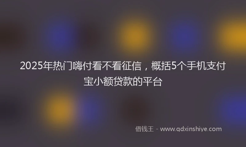 2025年热门嗨付看不看征信，概括5个手机支付宝小额贷款的平台
