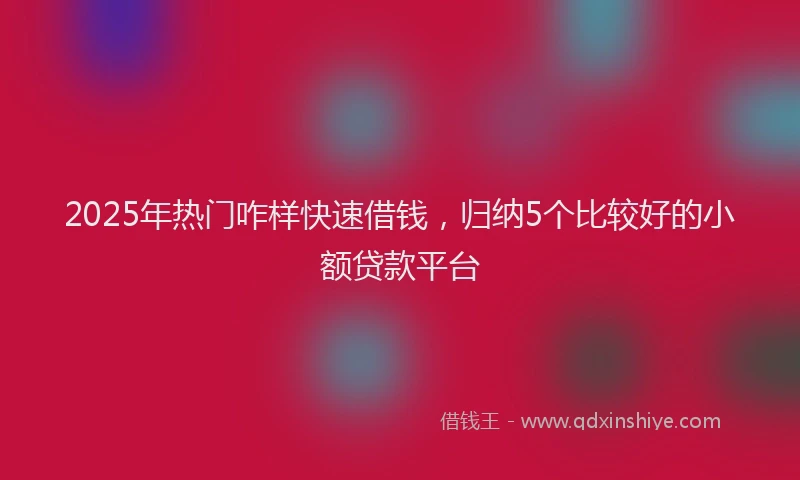 2025年热门咋样快速借钱，归纳5个比较好的小额贷款平台
