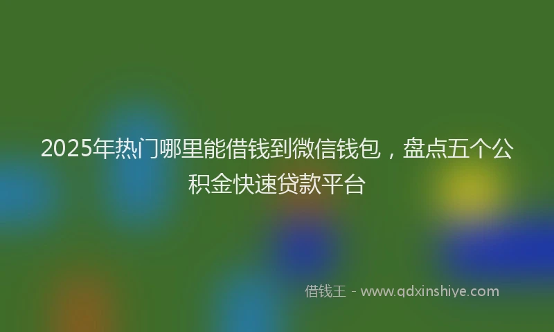 2025年热门哪里能借钱到微信钱包，盘点五个公积金快速贷款平台