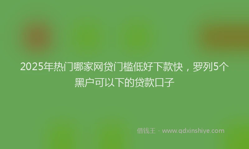 2025年热门哪家网贷门槛低好下款快，罗列5个黑户可以下的贷款口子