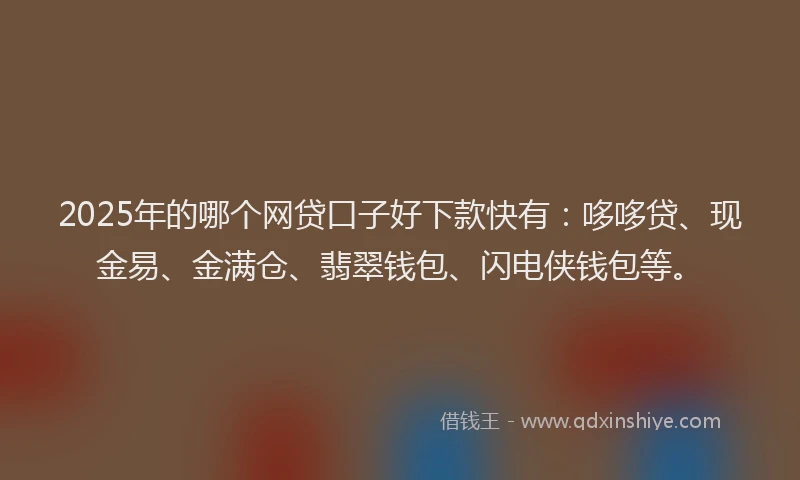 2025年的哪个网贷口子好下款快有：哆哆贷、现金易、金满仓、翡翠钱包、闪电侠钱包等。