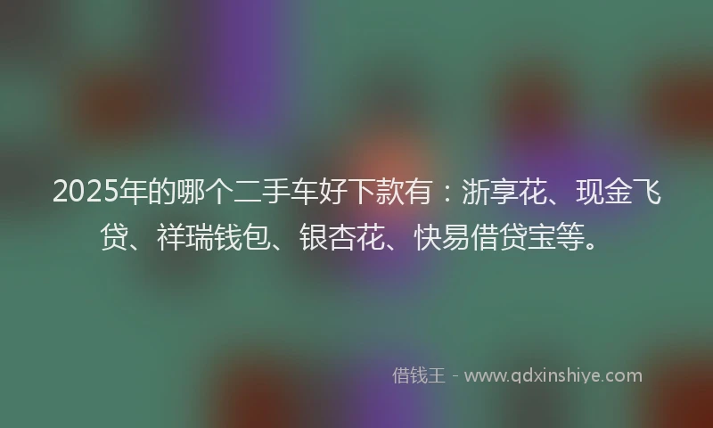 2025年的哪个二手车好下款有：浙享花、现金飞贷、祥瑞钱包、银杏花、快易借贷宝等。