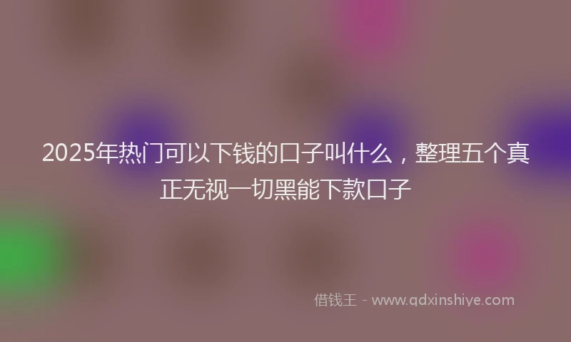 2025年热门可以下钱的口子叫什么，整理五个真正无视一切黑能下款口子