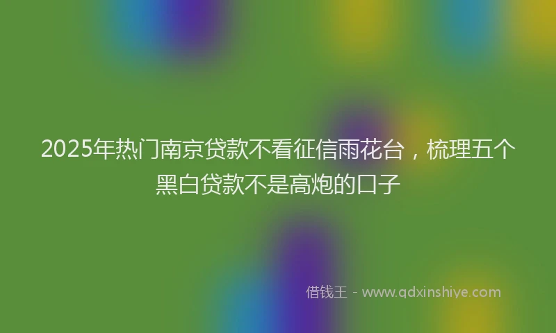 2025年热门南京贷款不看征信雨花台，梳理五个黑白贷款不是高炮的口子