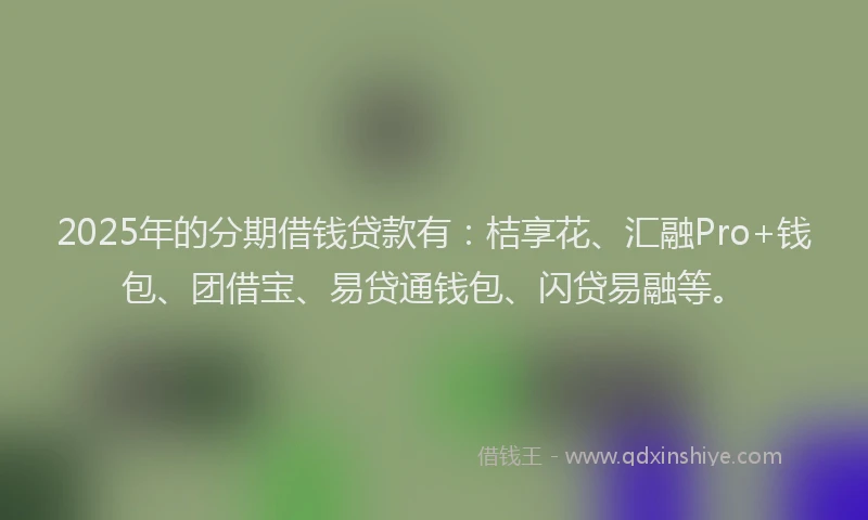 2025年的分期借钱贷款有：桔享花、汇融Pro+钱包、团借宝、易贷通钱包、闪贷易融等。