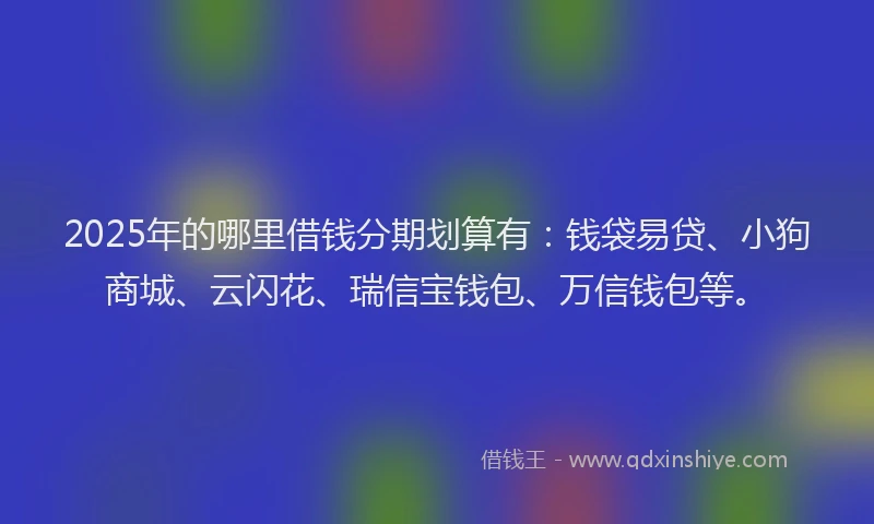 2025年的哪里借钱分期划算有：钱袋易贷、小狗商城、云闪花、瑞信宝钱包、万信钱包等。