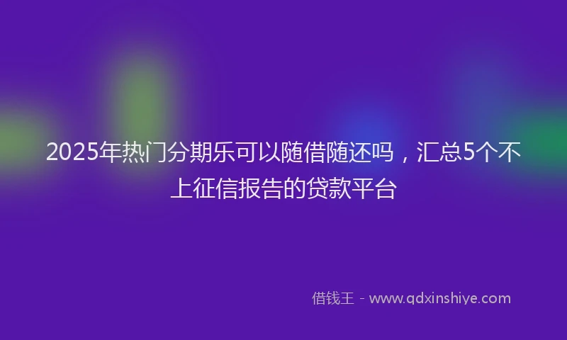 2025年热门分期乐可以随借随还吗，汇总5个不上征信报告的贷款平台