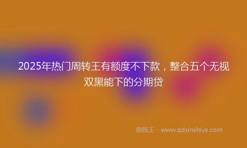 2025年热门周转王有额度不下款，整合五个无视双黑能下的分期贷