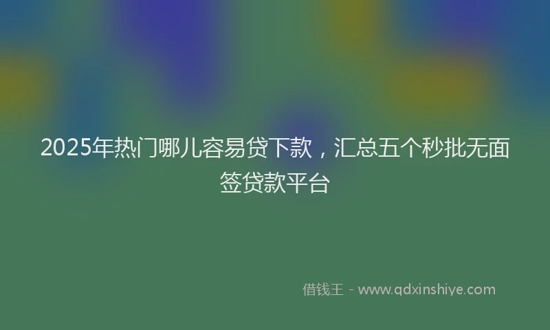 2025年热门哪儿容易贷下款，汇总五个秒批无面签贷款平台