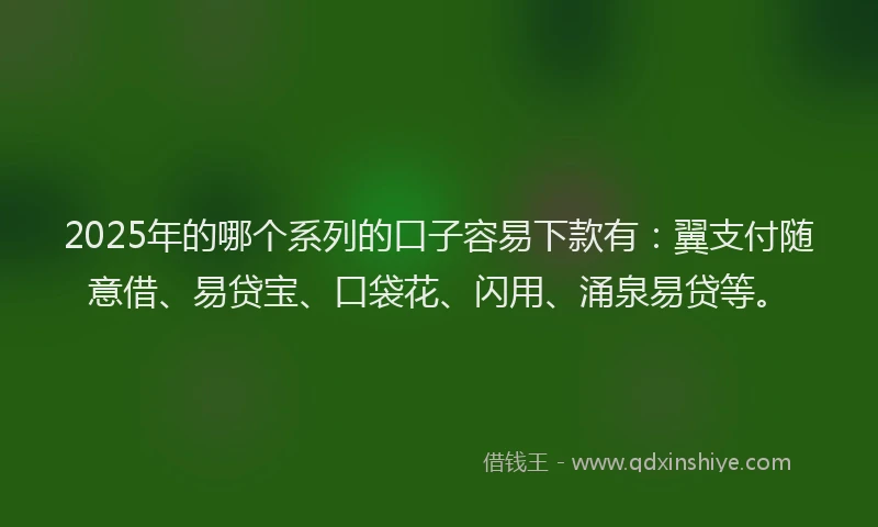 2025年的哪个系列的口子容易下款有：翼支付随意借、易贷宝、口袋花、闪用、涌泉易贷等。
