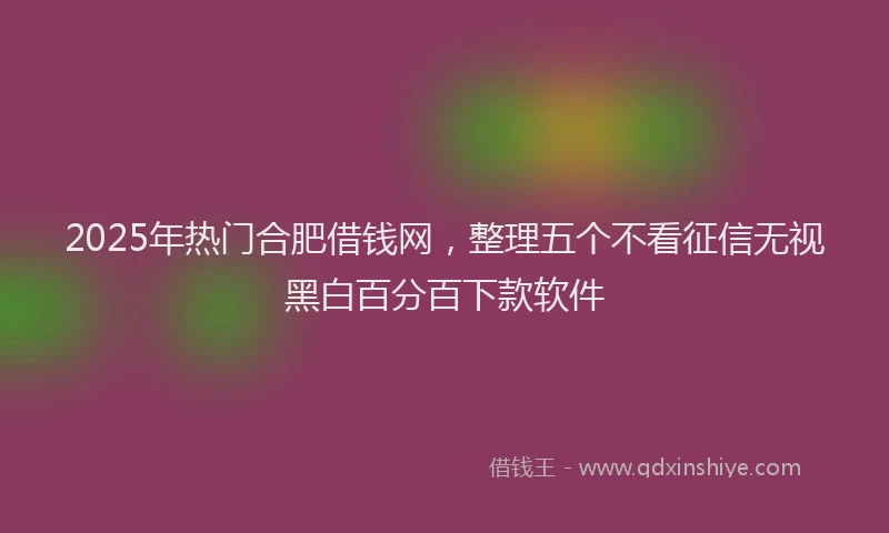 2025年热门合肥借钱网，整理五个不看征信无视黑白百分百下款软件