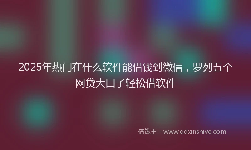 2025年热门在什么软件能借钱到微信，罗列五个网贷大口子轻松借软件