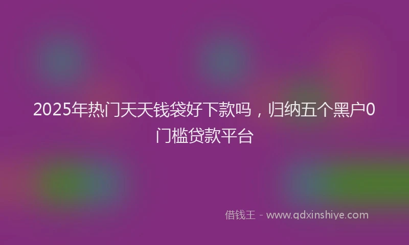 2025年热门天天钱袋好下款吗，归纳五个黑户0门槛贷款平台