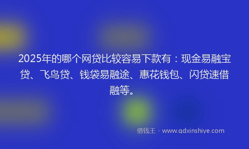 2025年的哪个网贷比较容易下款有：现金易融宝贷、飞鸟贷、钱袋易融途、惠花钱包、闪贷速借融等。