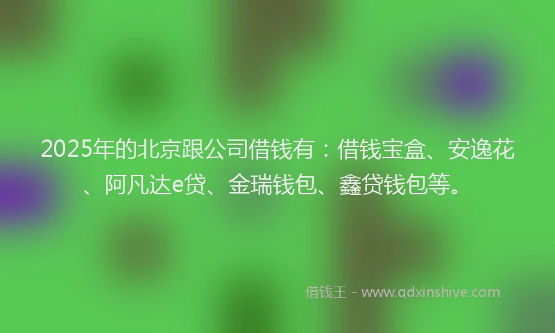 2025年的北京跟公司借钱有：借钱宝盒、安逸花、阿凡达e贷、金瑞钱包、鑫贷钱包等。