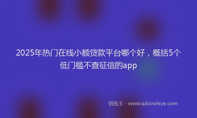 2025年热门在线小额贷款平台哪个好，概括5个低门槛不查征信的app
