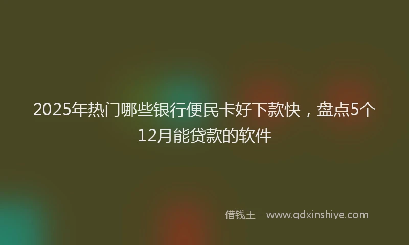 2025年热门哪些银行便民卡好下款快，盘点5个12月能贷款的软件