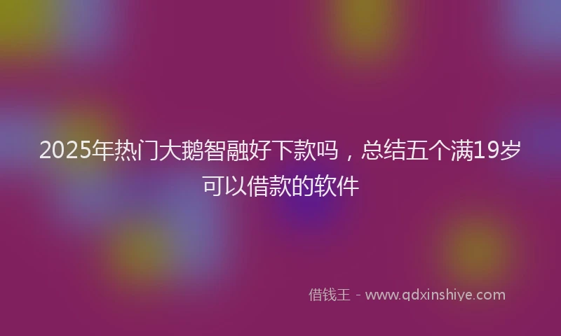 2025年热门大鹅智融好下款吗，总结五个满19岁可以借款的软件