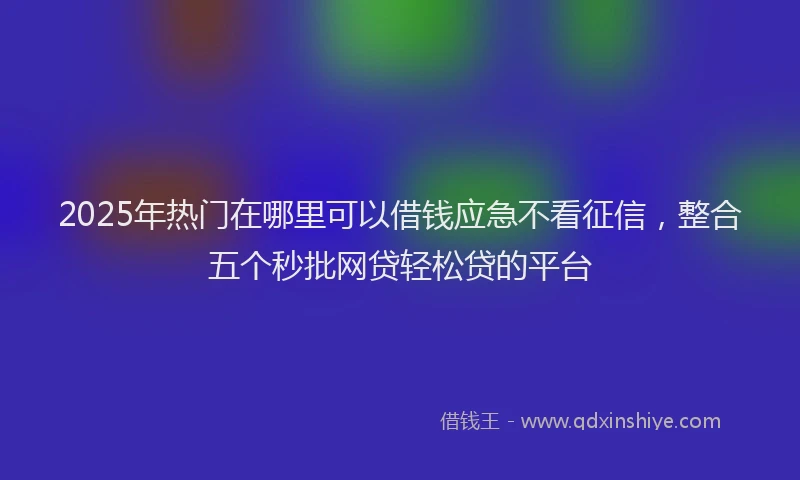 2025年热门在哪里可以借钱应急不看征信，整合五个秒批网贷轻松贷的平台