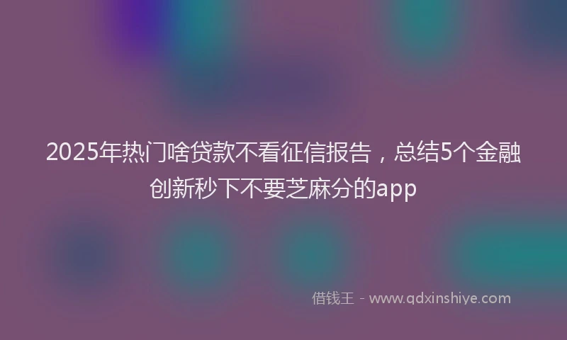 2025年热门啥贷款不看征信报告，总结5个金融创新秒下不要芝麻分的app