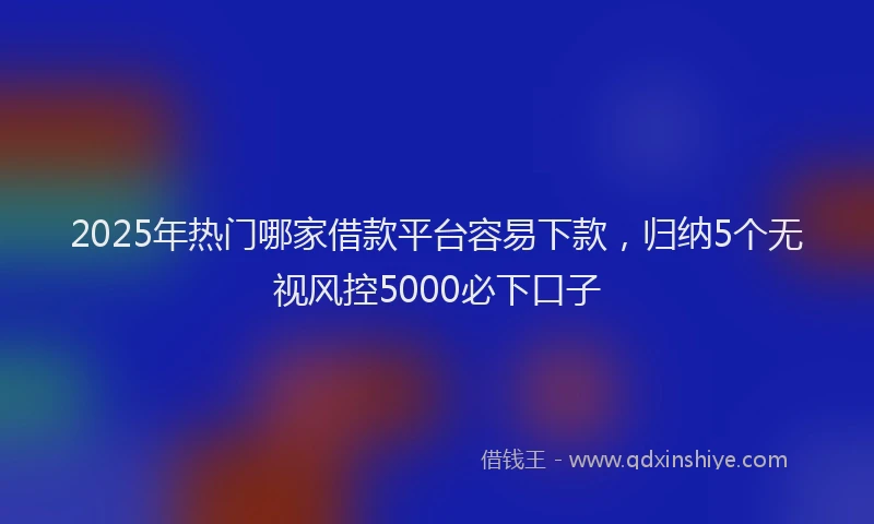 2025年热门哪家借款平台容易下款，归纳5个无视风控5000必下口子